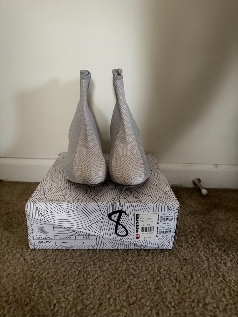 Chase + Chloe Gray Knit Ankle Booties